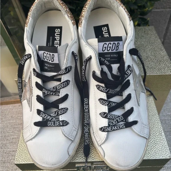 Golden Goose Women's White and Gold Glitter Sneakers - Picture 5 of 11